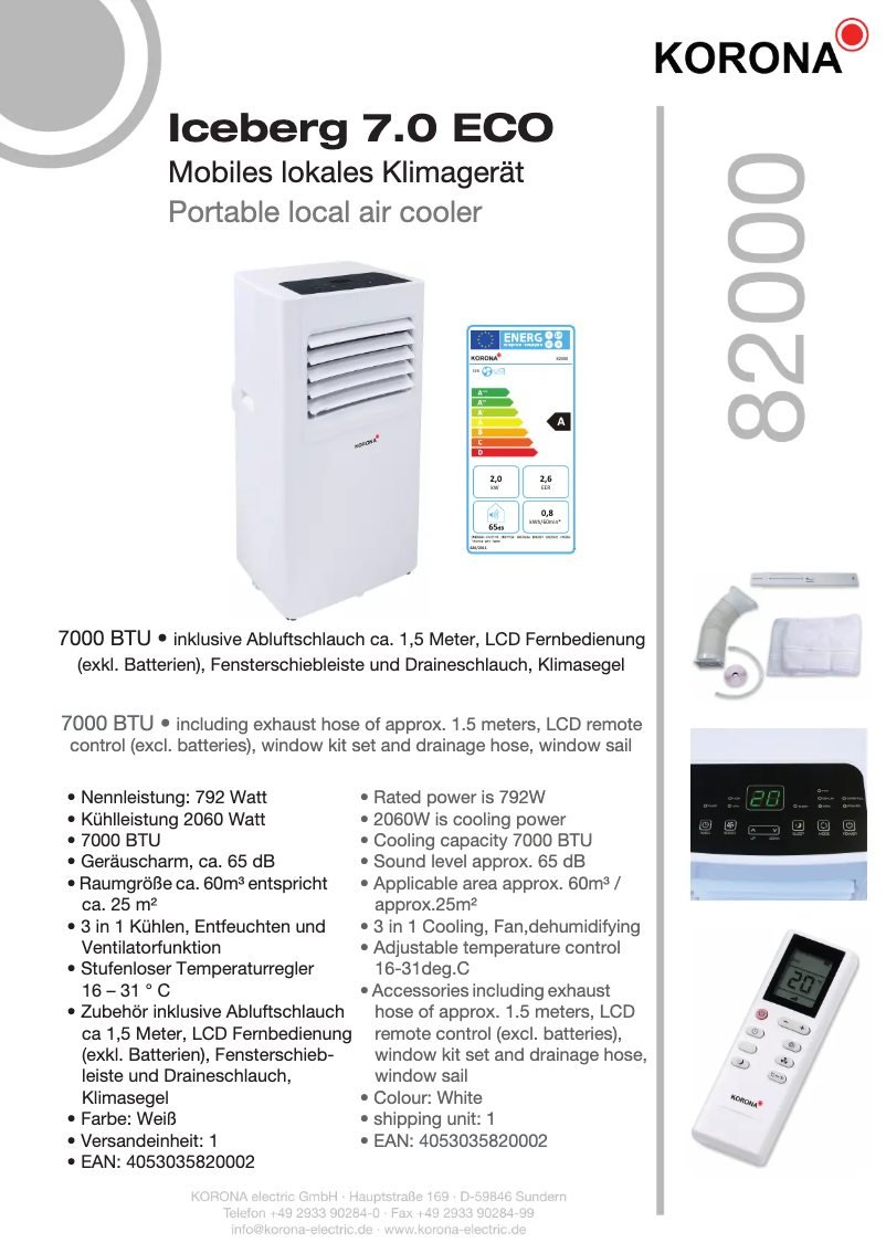 Page n°1 - Fiche technique Korona 82000