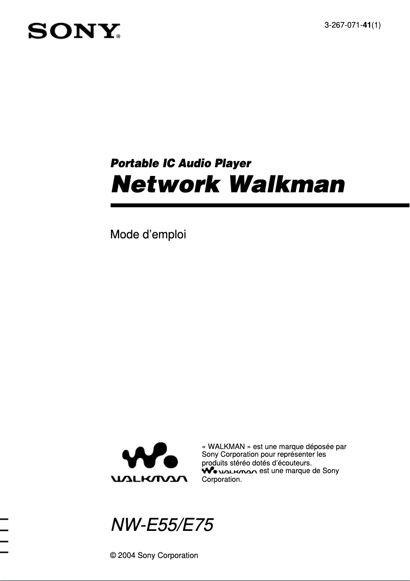 Imagen de la primera página del manual del dispositivo NW-E75