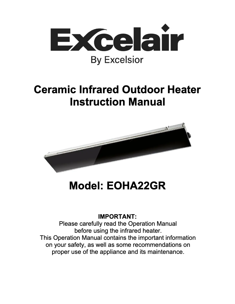 Page n°1 - Manuel utilisateur Excelair EOHA22GR