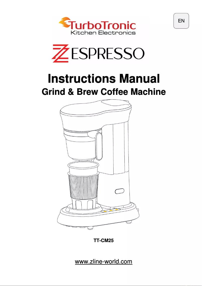 Page 1 de la notice Manuel utilisateur TurboTronic Z Espresso TT-CM25
