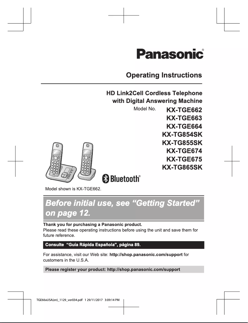 Page 1 de la notice Manuel utilisateur Panasonic KX-TGE663B