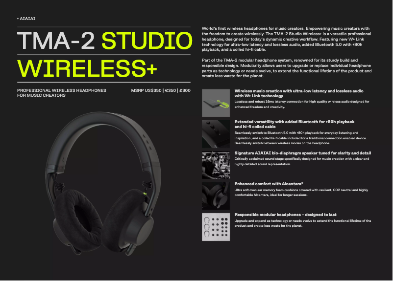 Page n°1 - Manuel utilisateur AIAIAI TMA-2 Studio Wireless+
