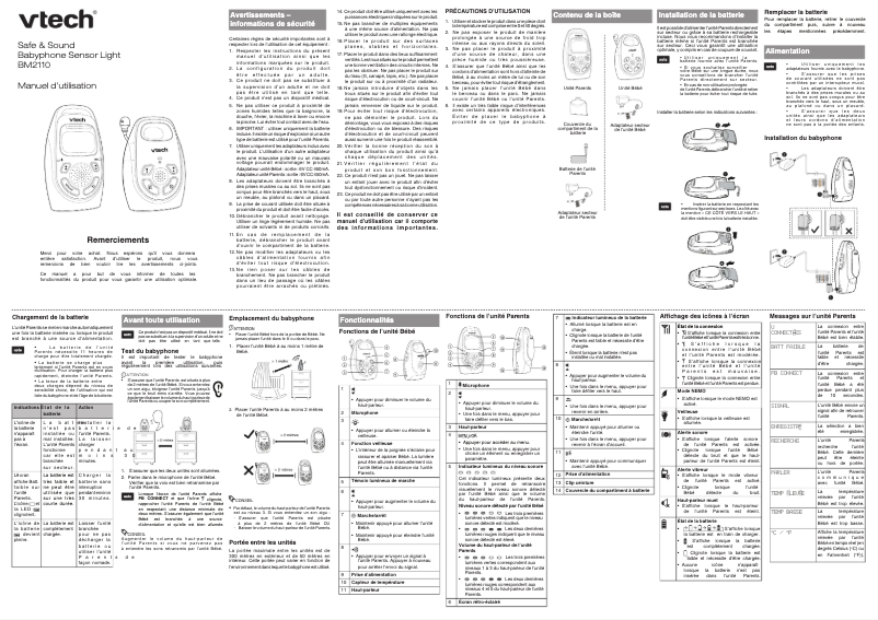 Page 1 de la notice Manuel utilisateur Vtech Safe & Sound BM2110