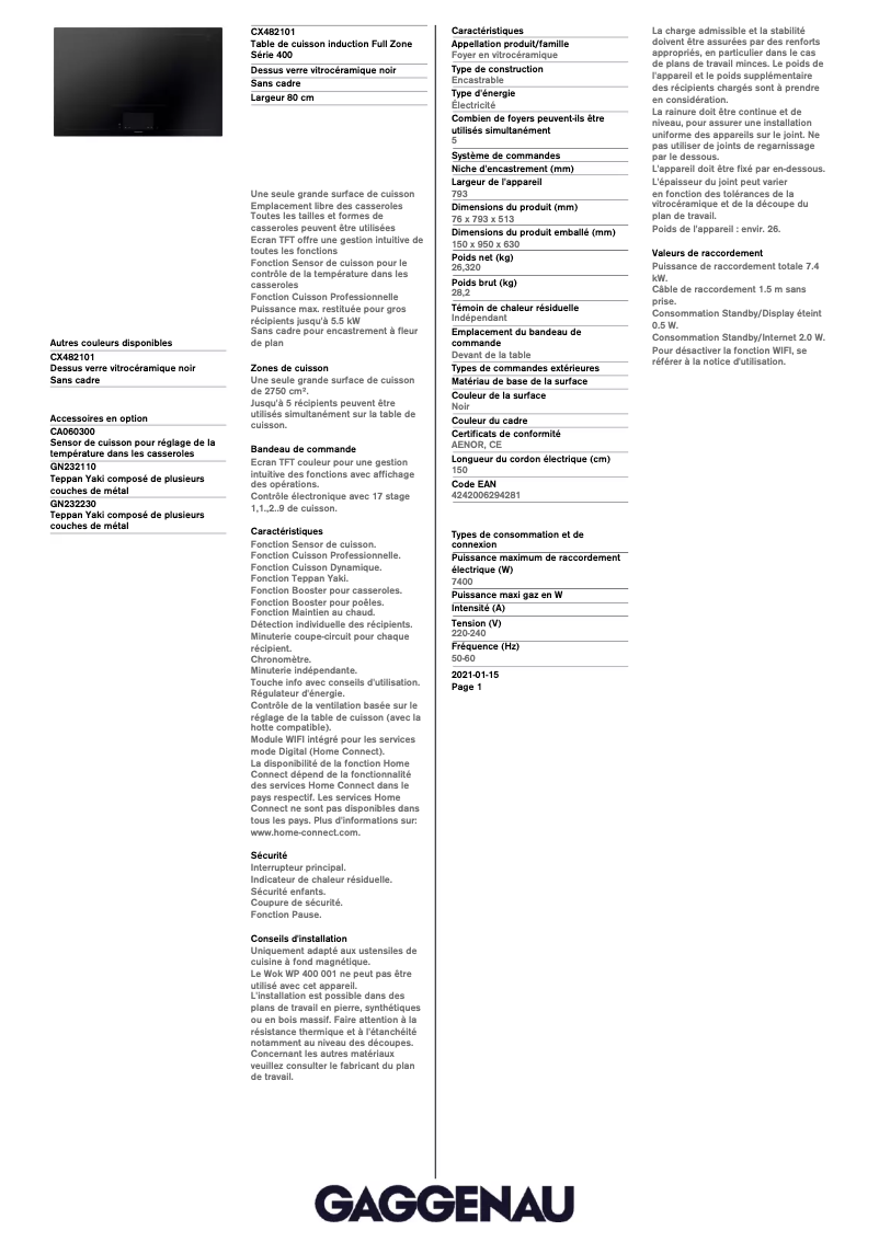 Image de la première page du manuel de l'appareil CX482101
