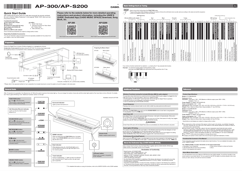Page n°1 - Guide de démarrage rapide Casio AP-300