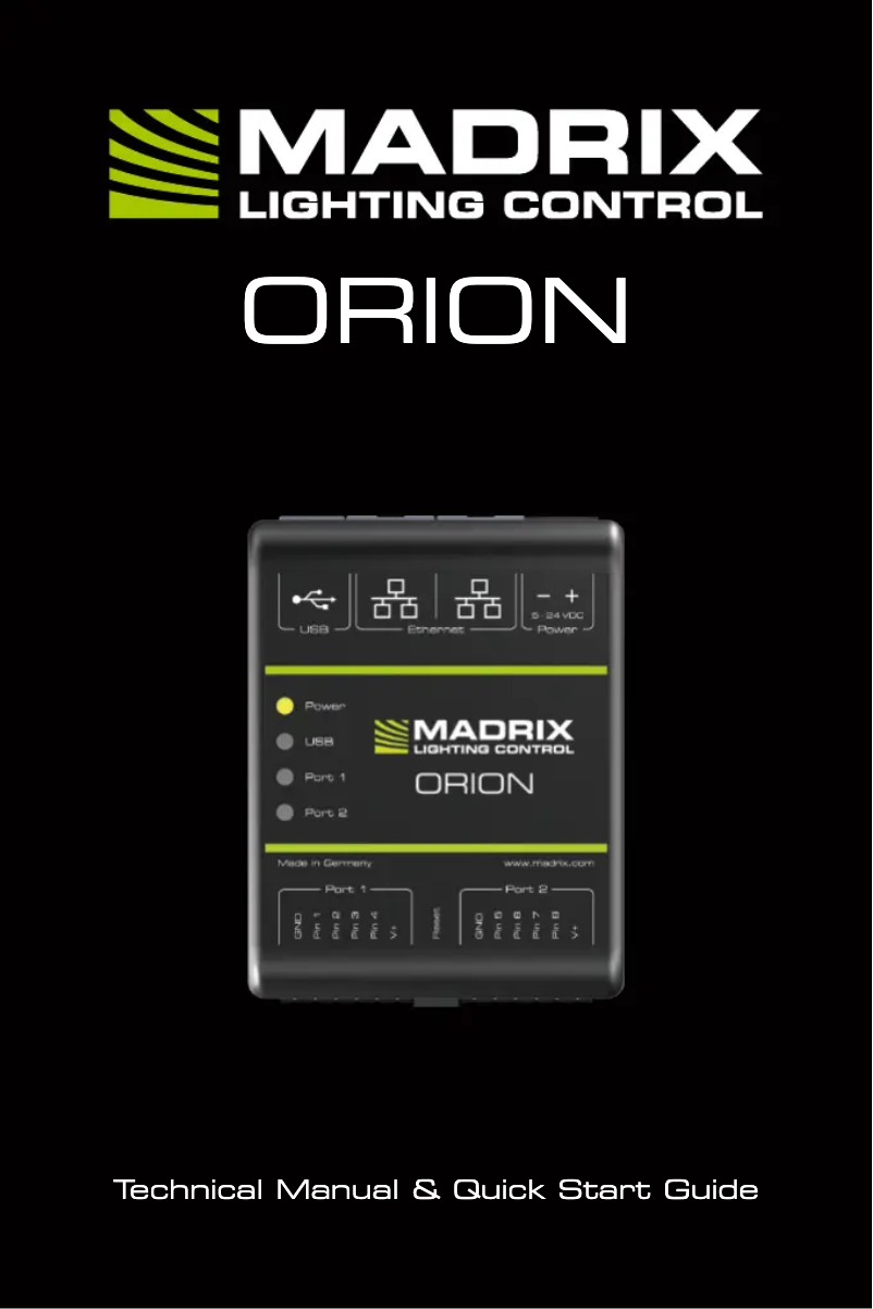 Page n°1 - Manuel utilisateur Madrix ORION