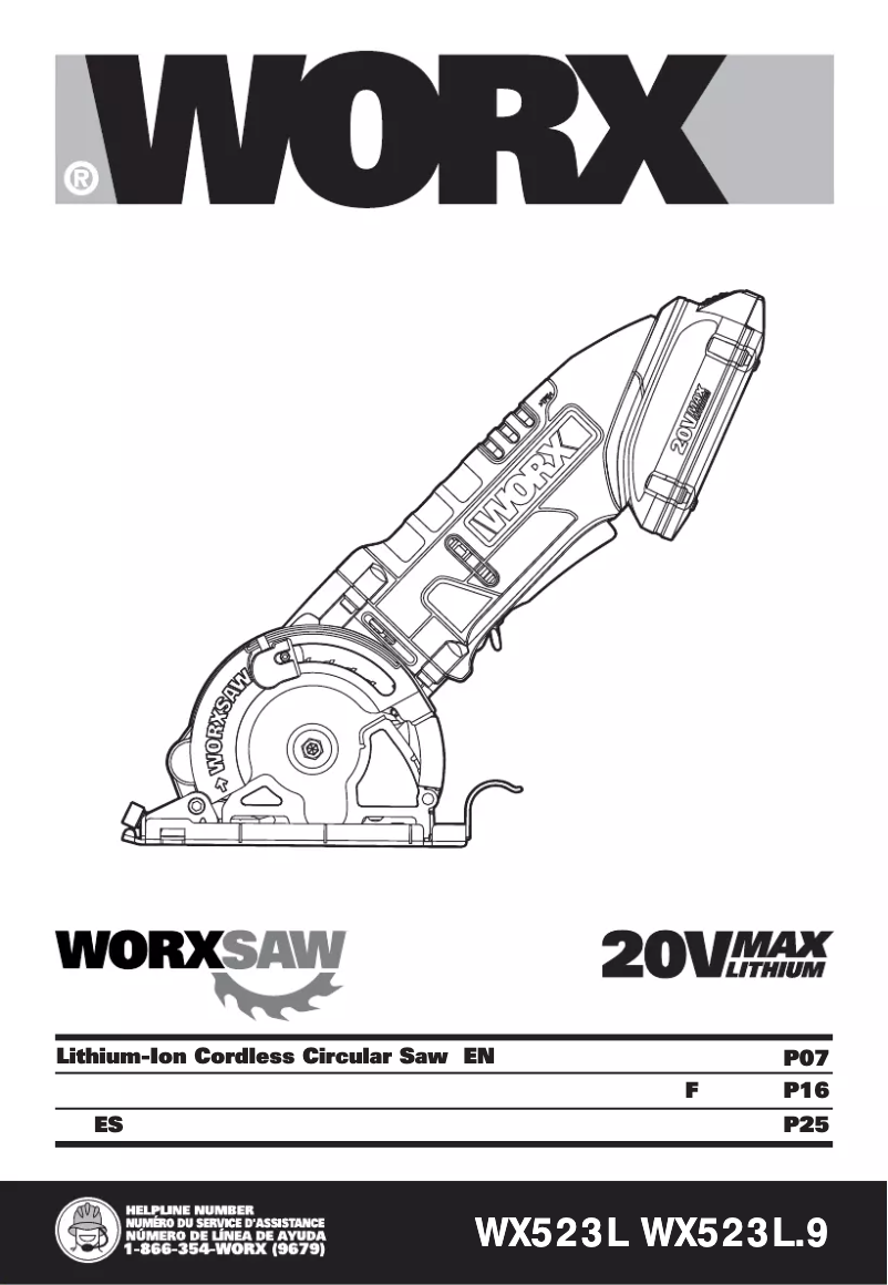 Page n°1 - Manuel utilisateur Worx WX523L