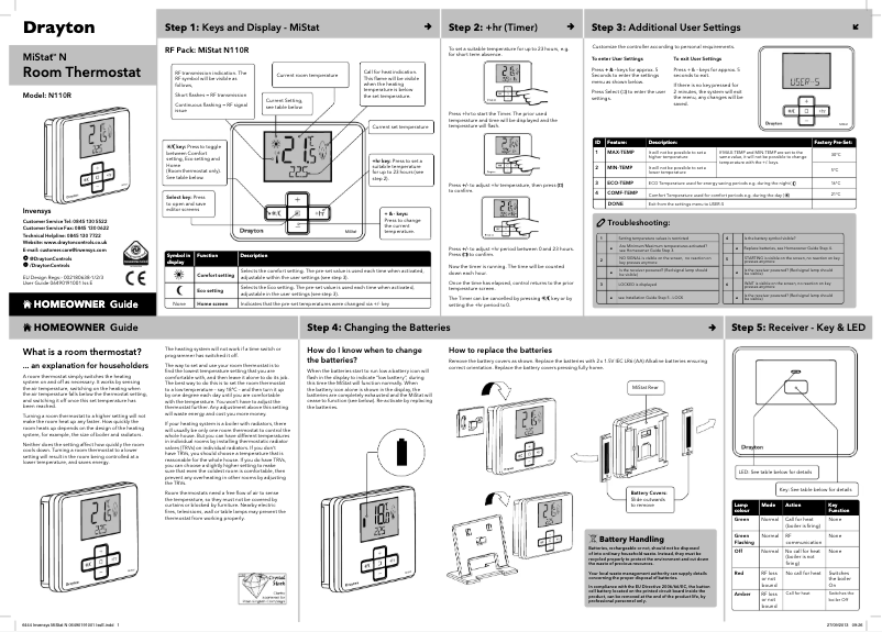 Page 1 de la notice Manuel utilisateur Drayton MiStat N