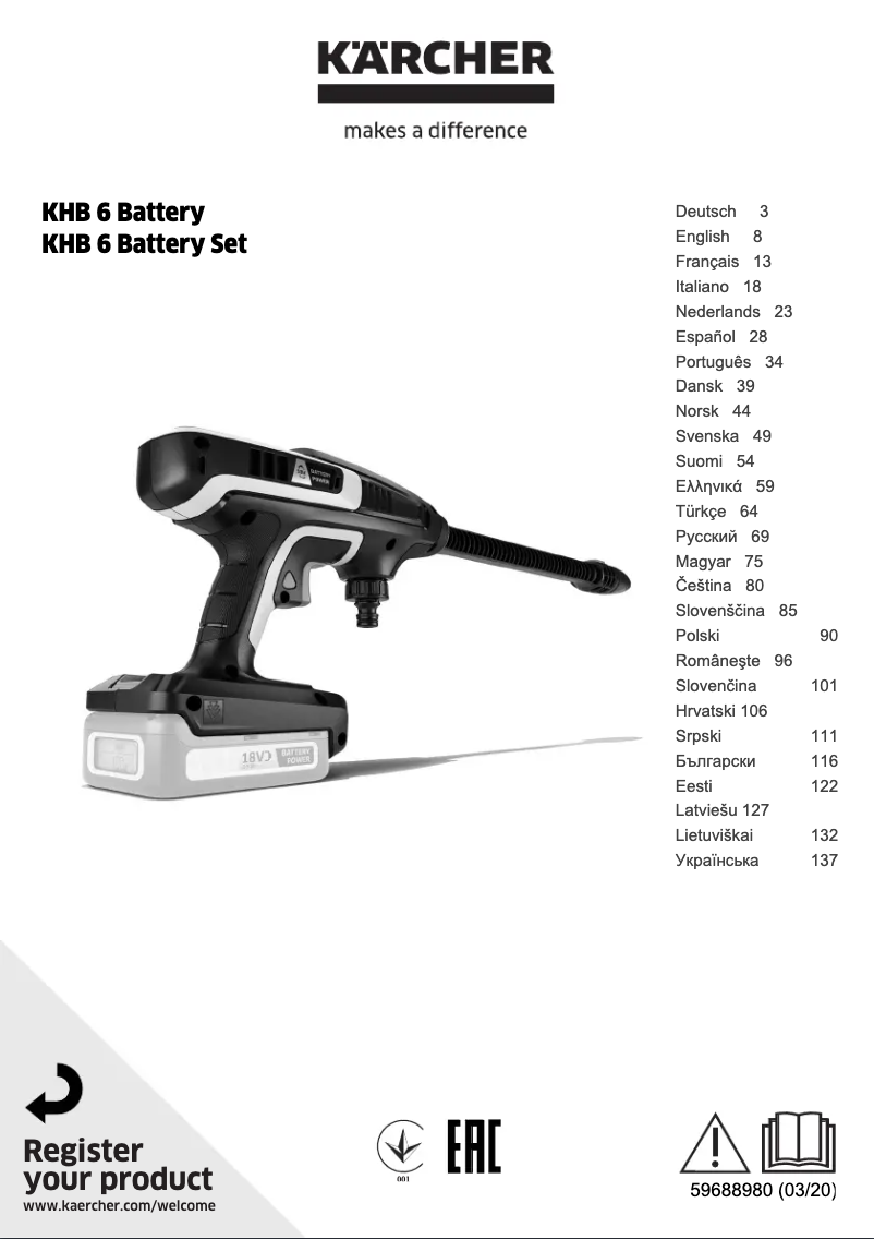 Página 1 del manual Manual de usuario Kärcher KHB 6 Battery