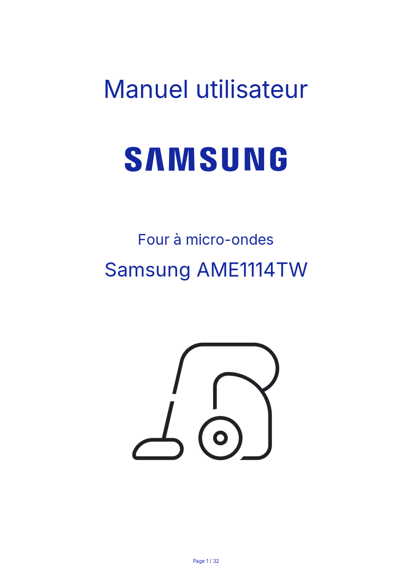 Page n°1 - Manuel utilisateur Samsung AME1114TW