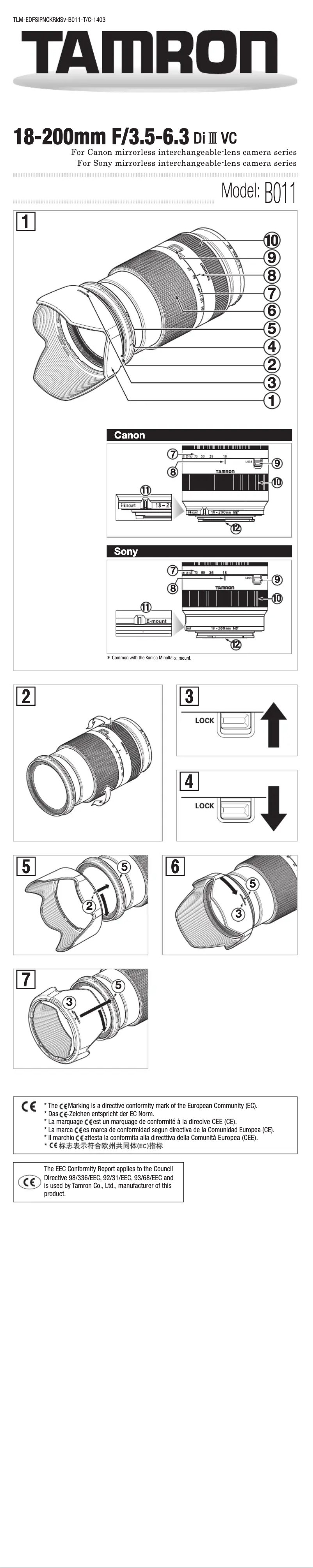Image de la première page du manuel de l'appareil 18-200mm F/3.5-6.3 Di III VC