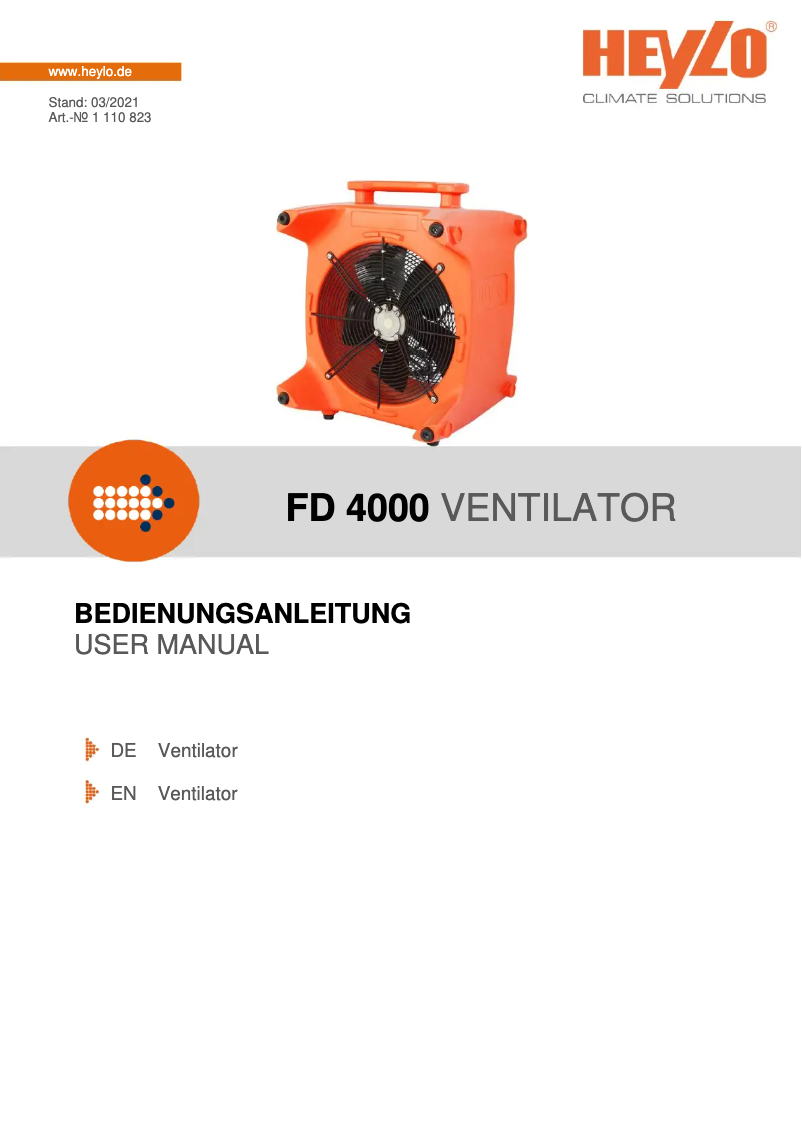 Page n°1 - Manuel utilisateur Heylo FD 4000