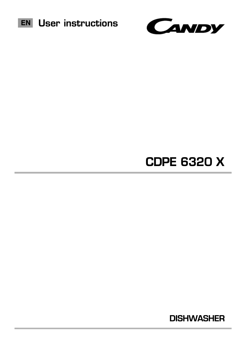 Page n°1 - Manuel utilisateur Candy CDPE 6320X/2