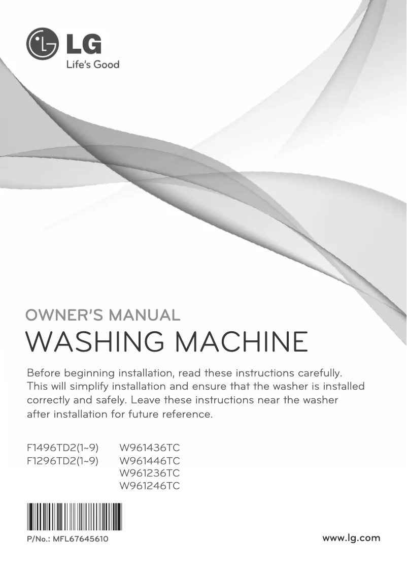 Page 1 de la notice Manuel utilisateur LG W961446TC