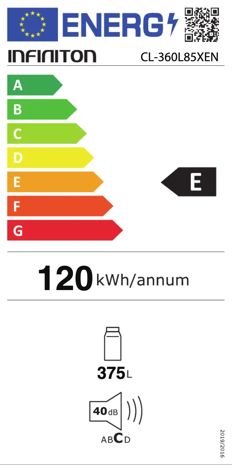 Page n°1 - Label énergétique Infiniton CL-360L85XEN