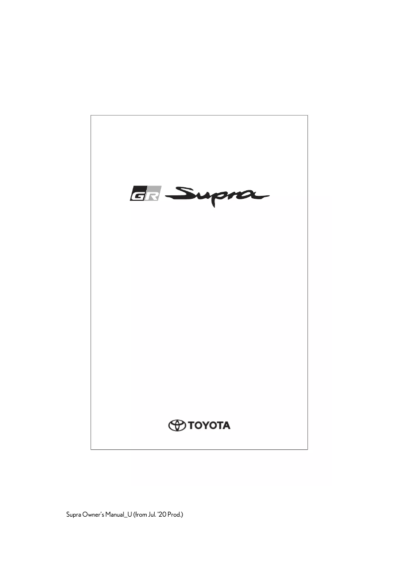 Page 1 de la notice Manuel utilisateur Toyota GR Supra (2019)