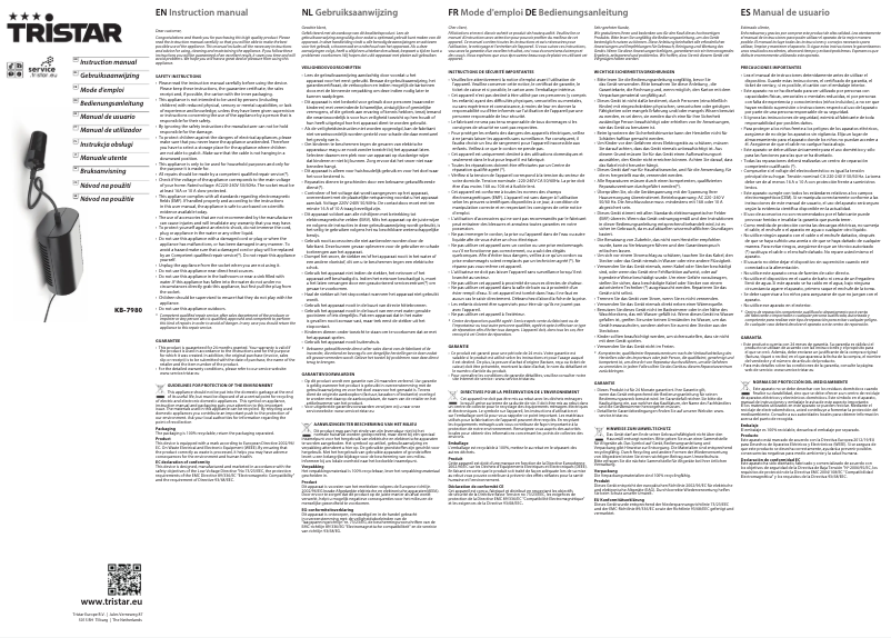 Image de la première page du manuel de l'appareil KB-7980