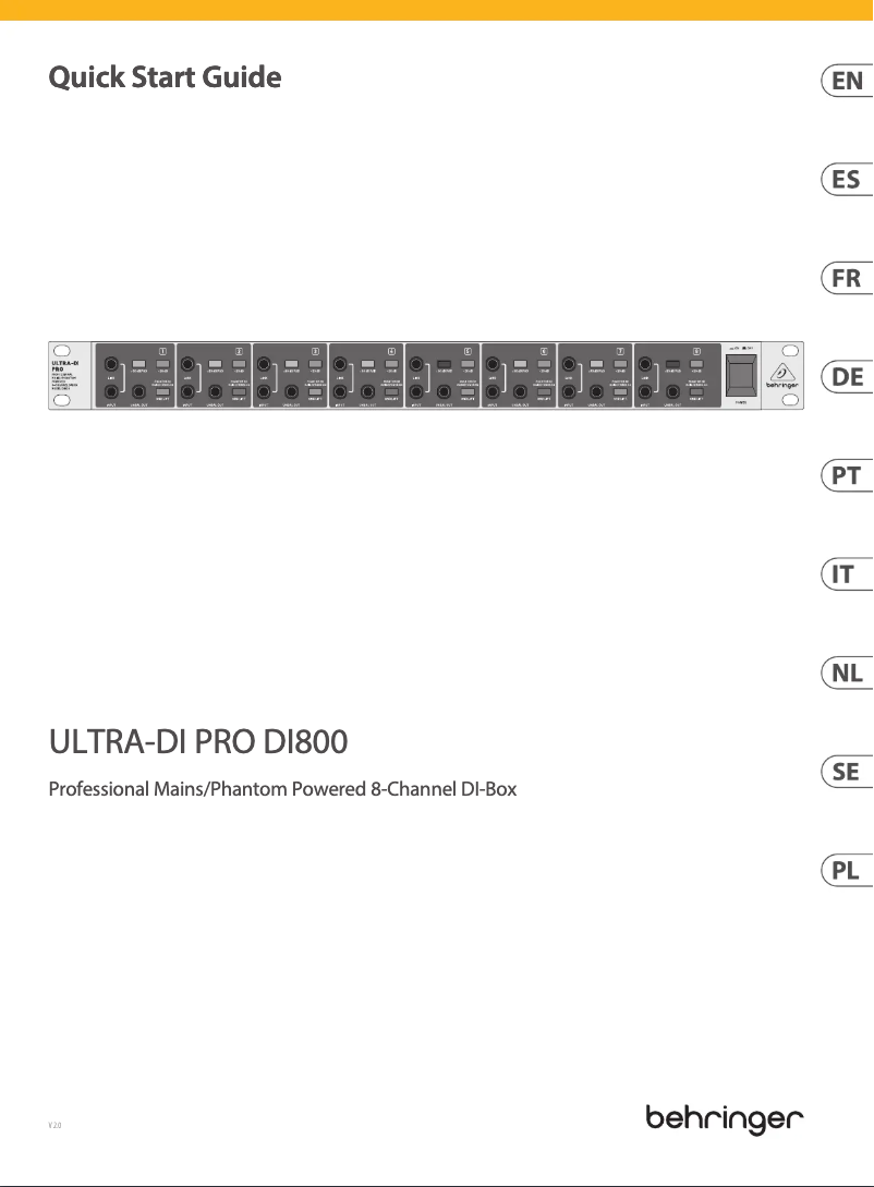 Page 1 de la notice Guide de démarrage rapide Behringer Dultra-DI Pro DI800