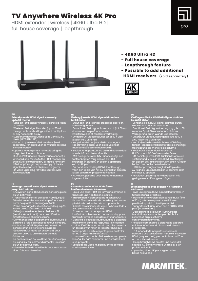 Page n°1 - Fiche technique Marmitek TVAW4K RX