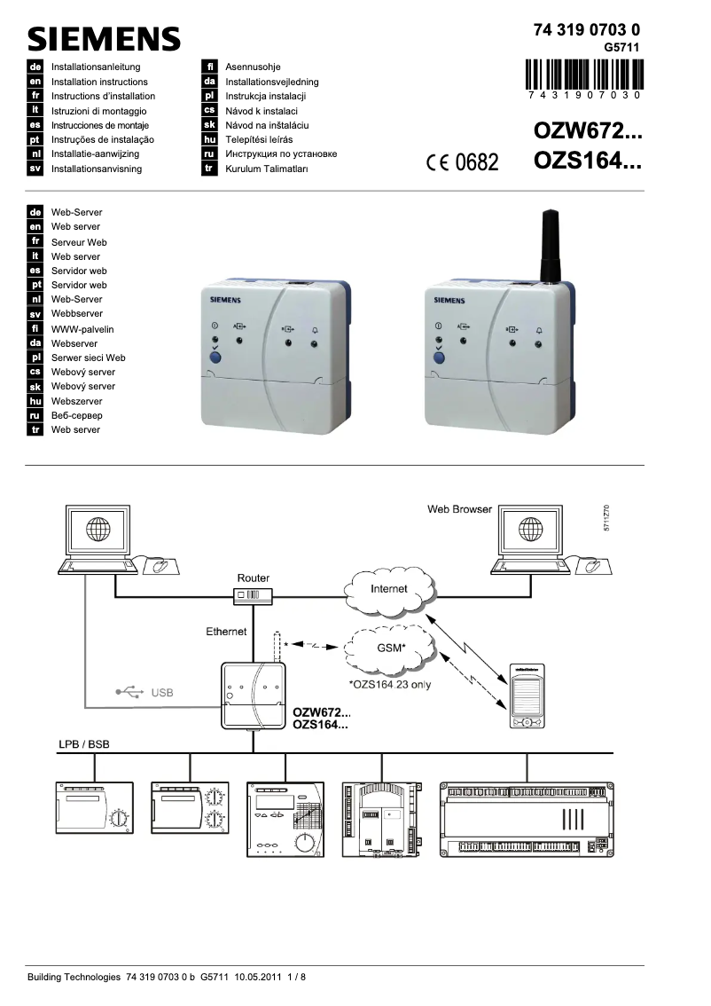 Page 1 de la notice Manuel utilisateur Baxi OZW672