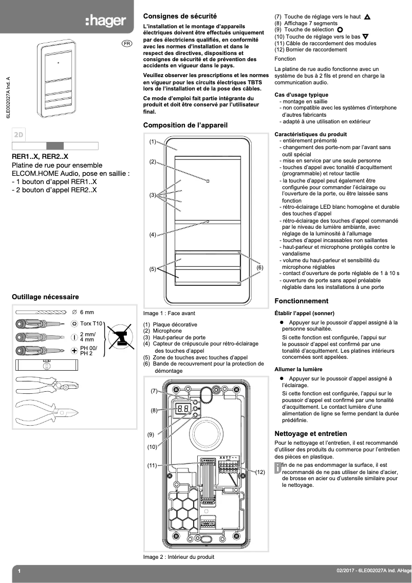 Image de la première page du manuel de l'appareil RER213X