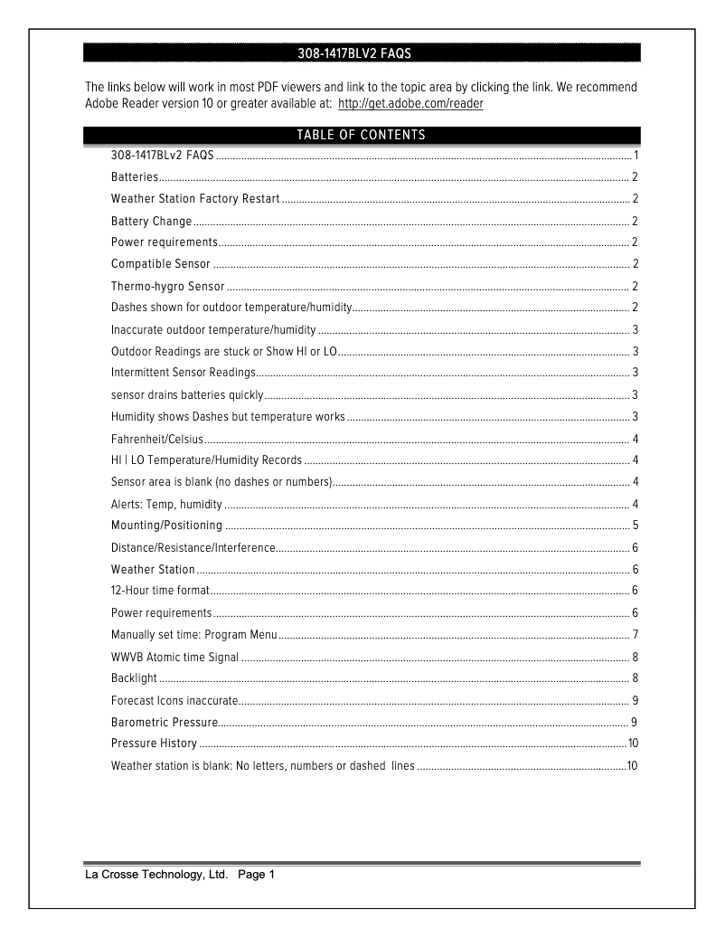 Image de la première page du manuel de l'appareil 308-1417BLV2
