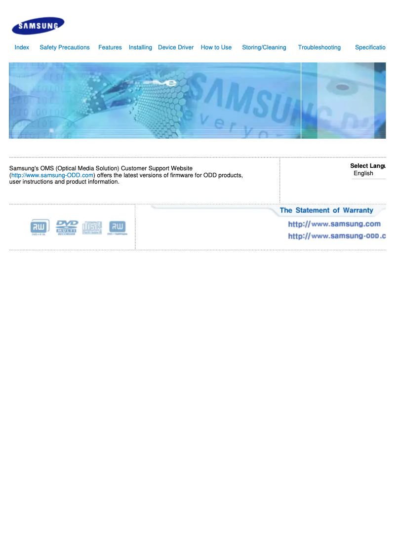 Page 1 de la notice Manuel utilisateur Samsung SE-S084C