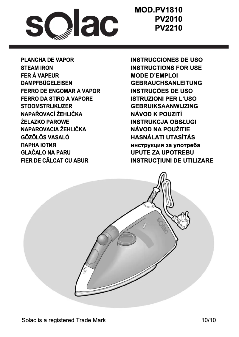 Page n°1 - Manuel utilisateur Solac Volta 2200
