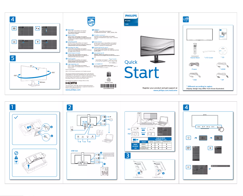 Page 1 of the manual Quick Start Guide Philips 342B1C