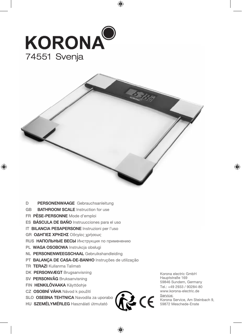 Page 1 de la notice Manuel utilisateur Korona Svenja 74551
