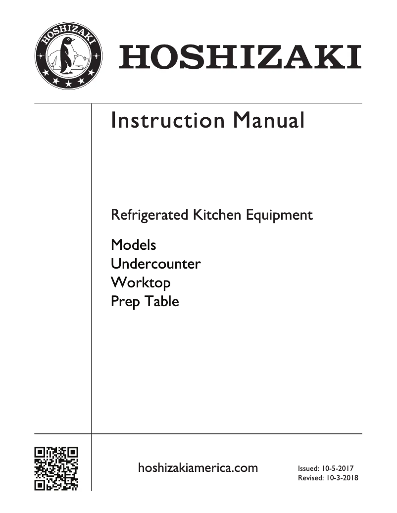 Page 1 de la notice Guide d'installation Hoshizaki CRMR48-8