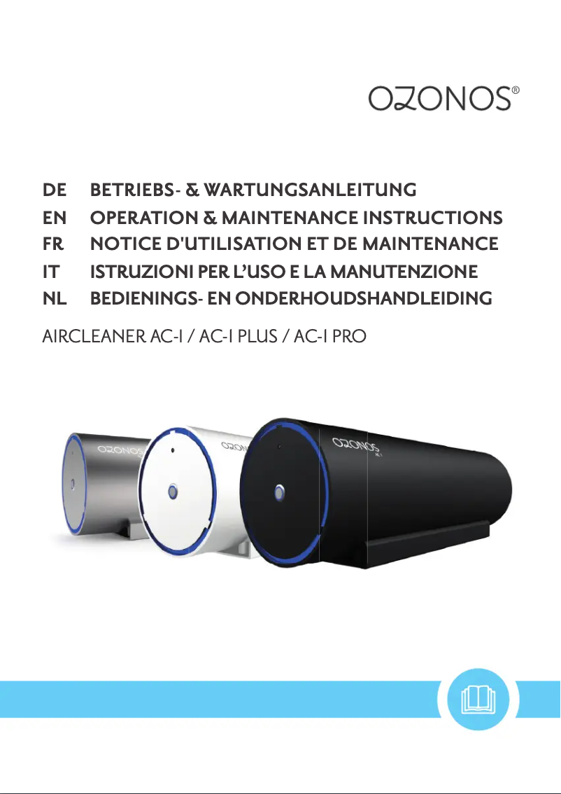 Page n°1 - Manuel utilisateur OZONOS AC-1 plus