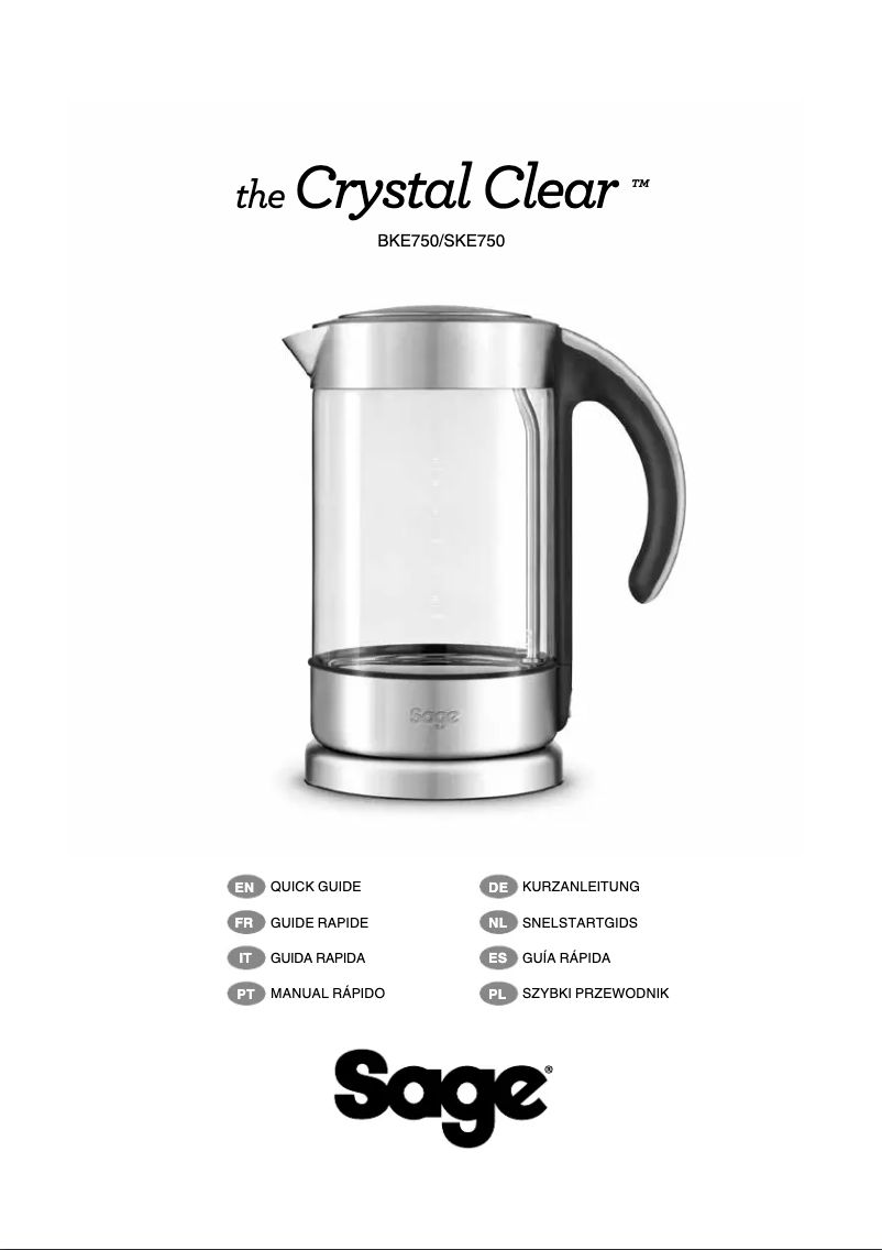 Page 1 de la notice Manuel utilisateur Breville the Crystal Clear BKE750
