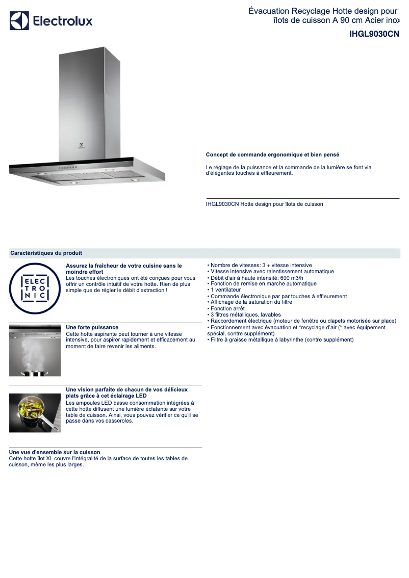 Page n°1 - Fiche technique Electrolux IHGL9030CN