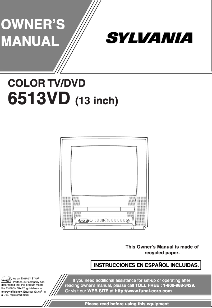 Page 1 de la notice Manuel utilisateur Sylvania 6513VD