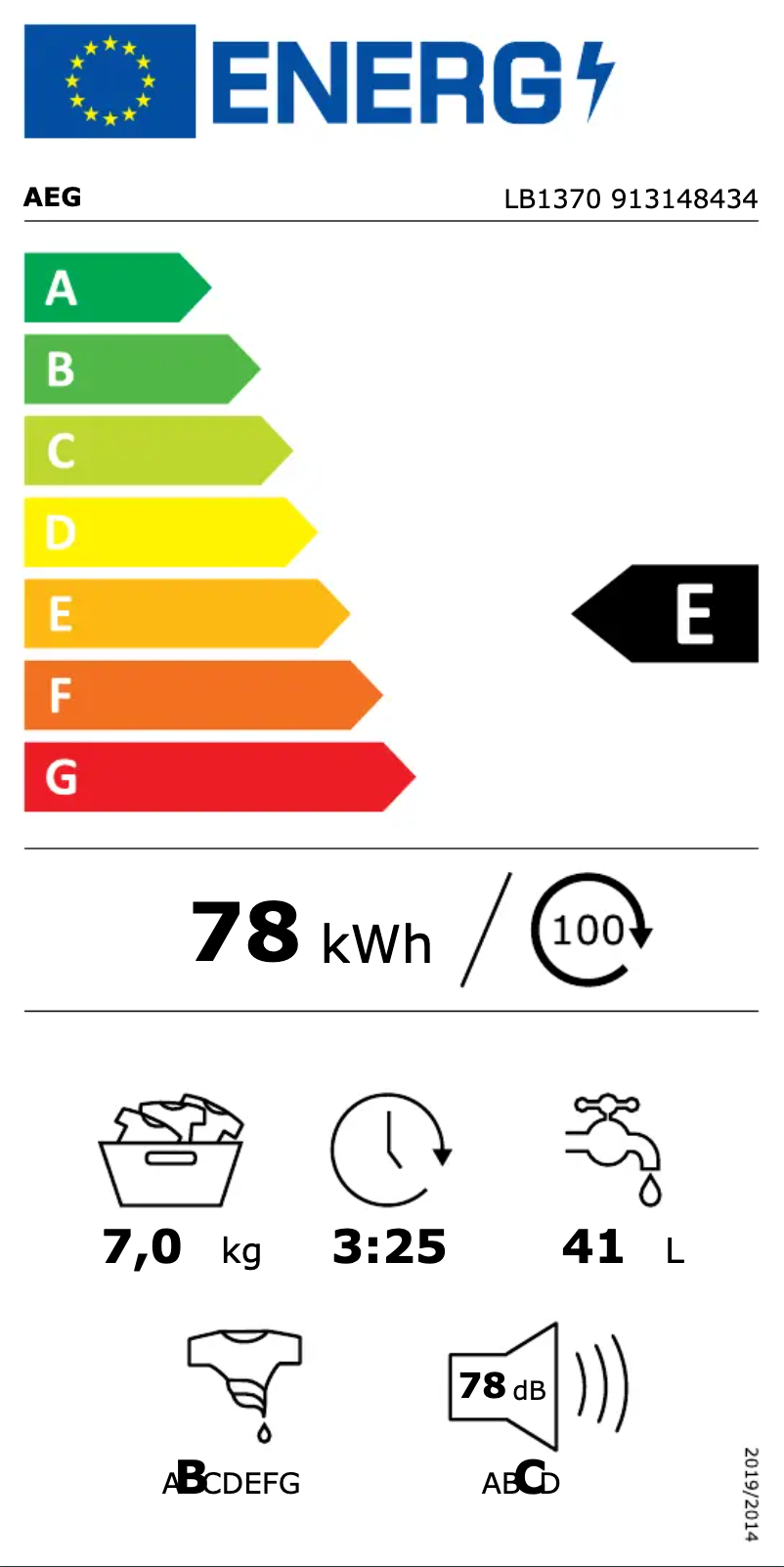 Página 1 del manual Etiqueta energética AEG LB1370