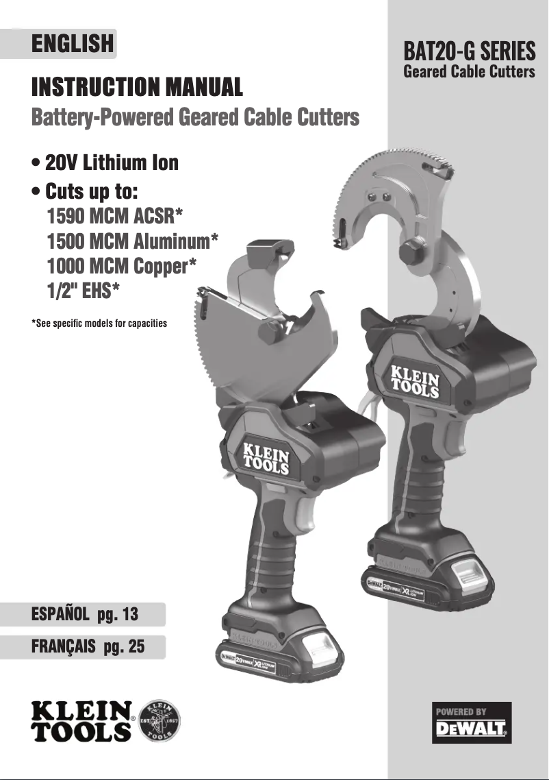 Page n°1 - Manuel utilisateur Klein Tools BAT20GD1