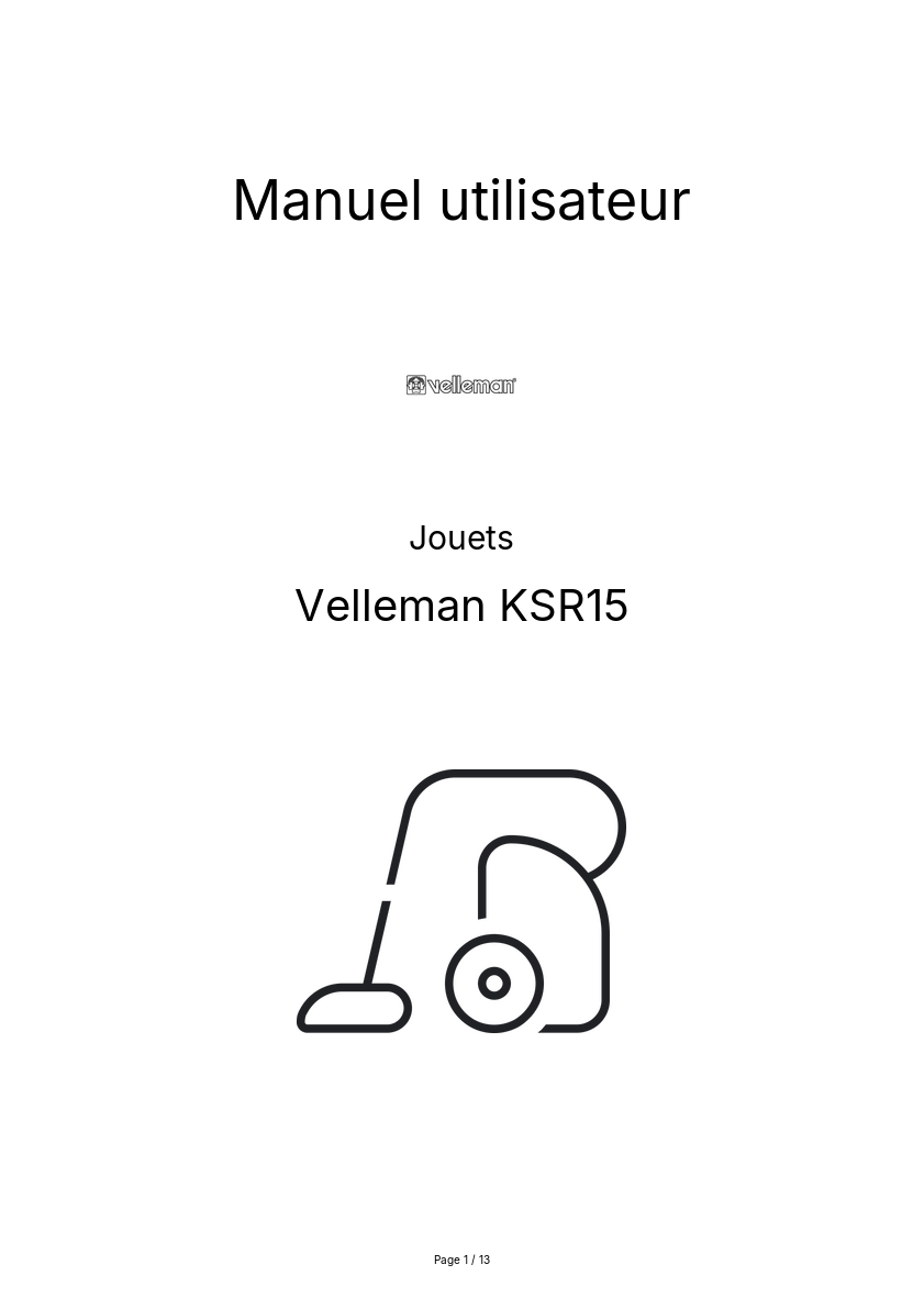 Page n°1 - Manuel utilisateur Velleman KSR15