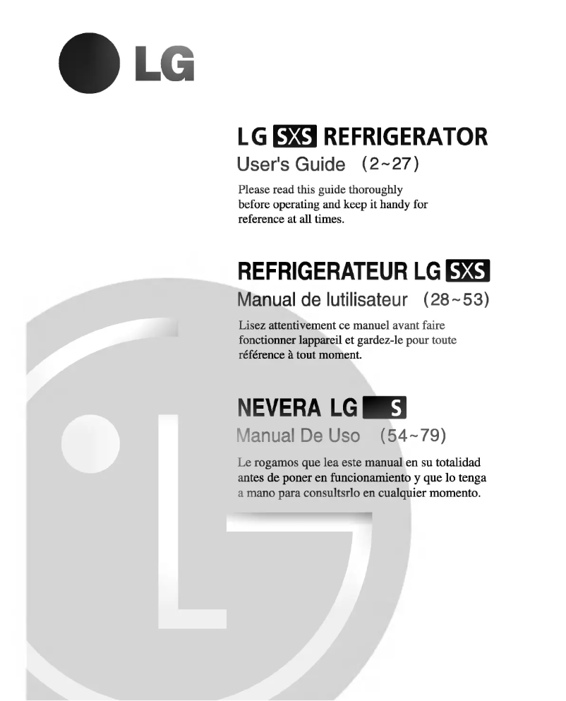 Page 1 de la notice Manuel utilisateur LG GS93N64CEF