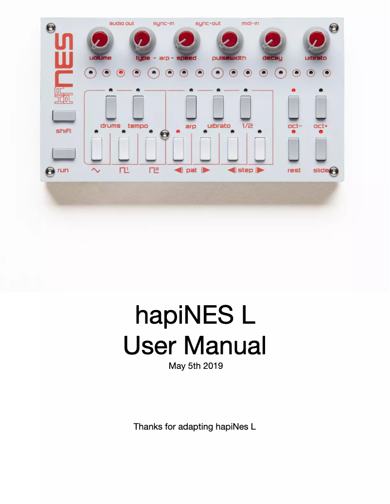 Image de la première page du manuel de l'appareil hapiNES L