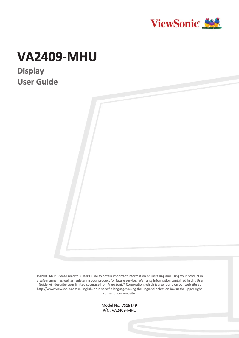 Page n°1 - Manuel utilisateur Viewsonic VA2409-MHU