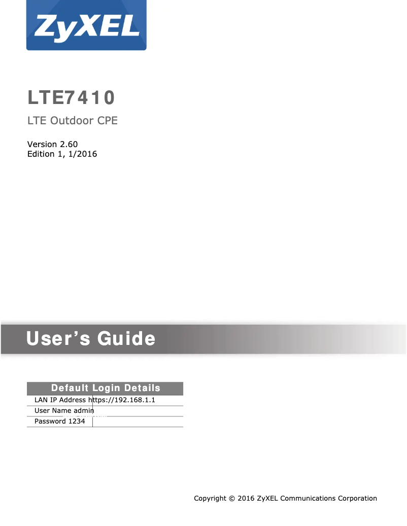 Image de la première page du manuel de l'appareil LTE 7410