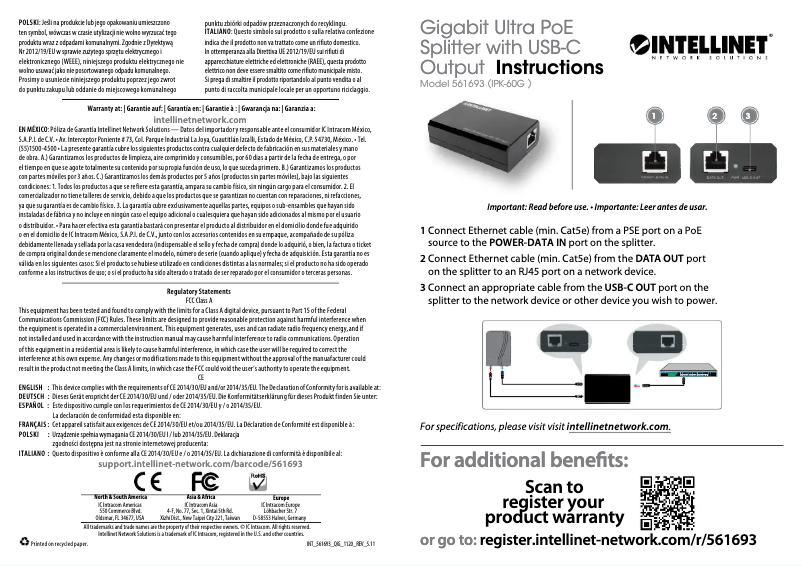 Page n°1 - Manuel utilisateur Intellinet 561693