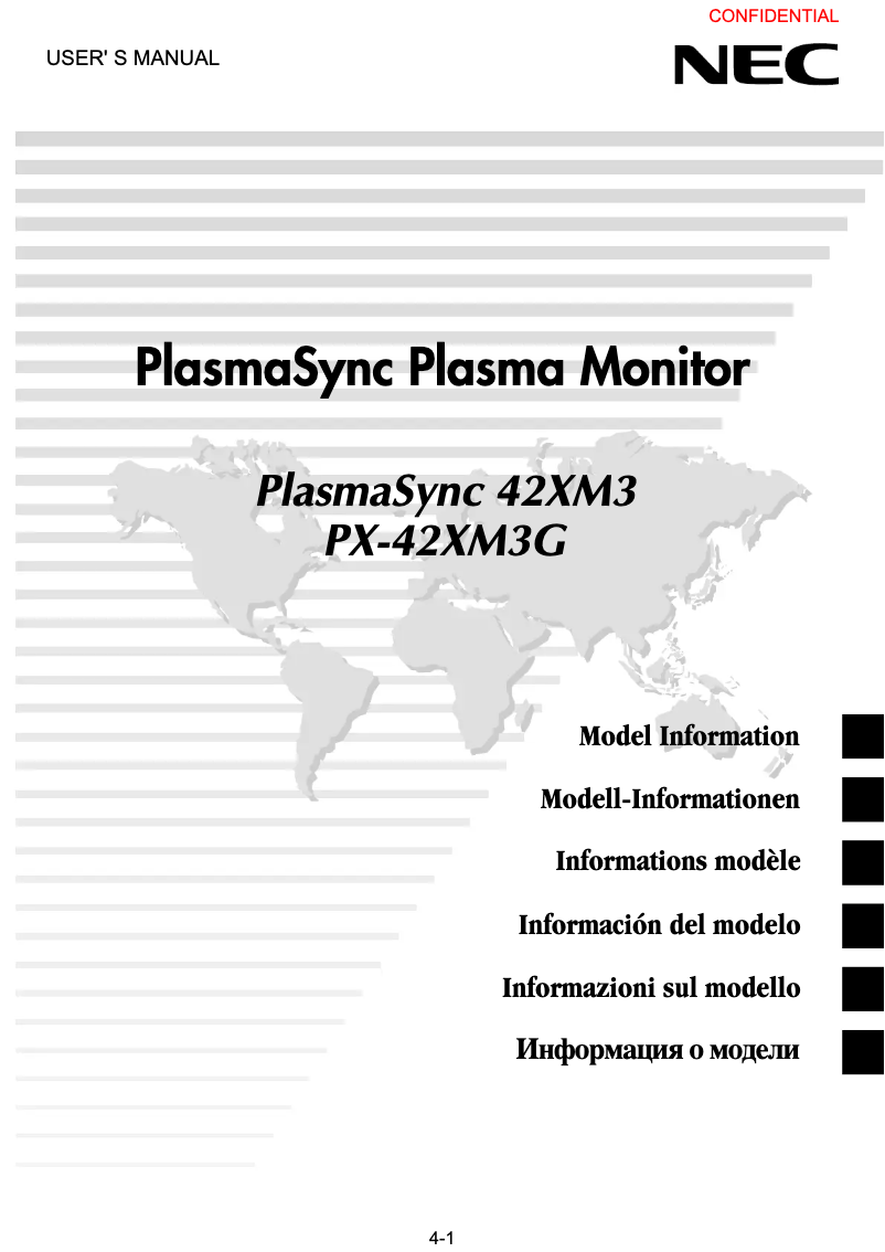 Image de la première page du manuel de l'appareil PlasmaSync 42XM3