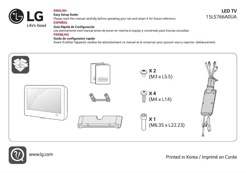 Página 1 del manual Manual de usuario LG 15LS766A0UA