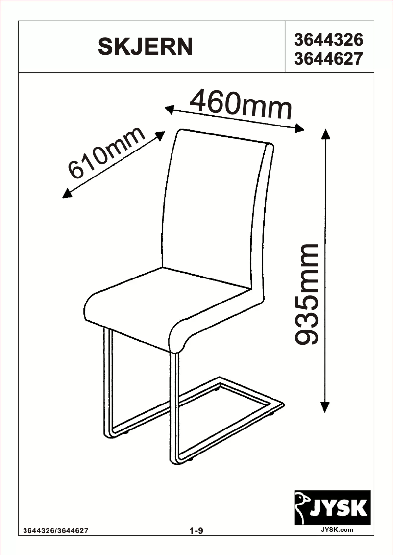 Page n°1 - Manuel utilisateur JYSK Skjern