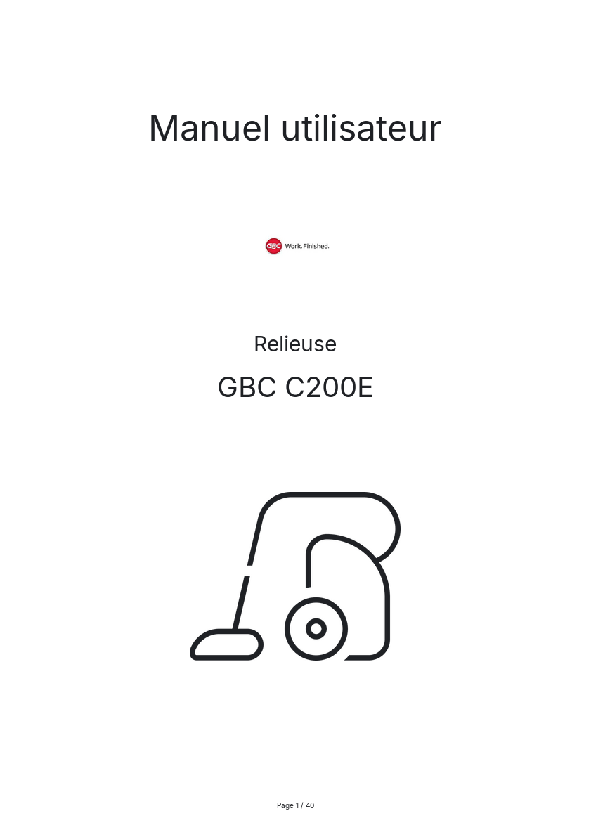 Page n°1 - Manuel utilisateur GBC C200E