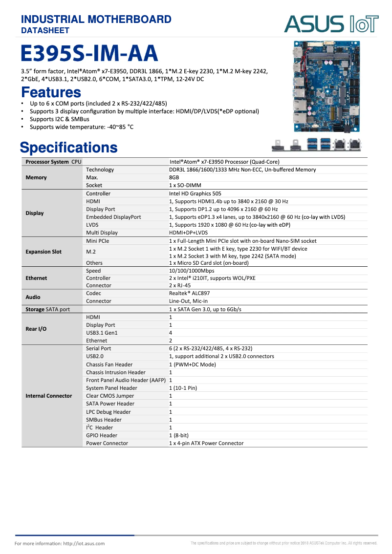 Page 1 de la notice Fiche technique Asus E395S-IM-AA