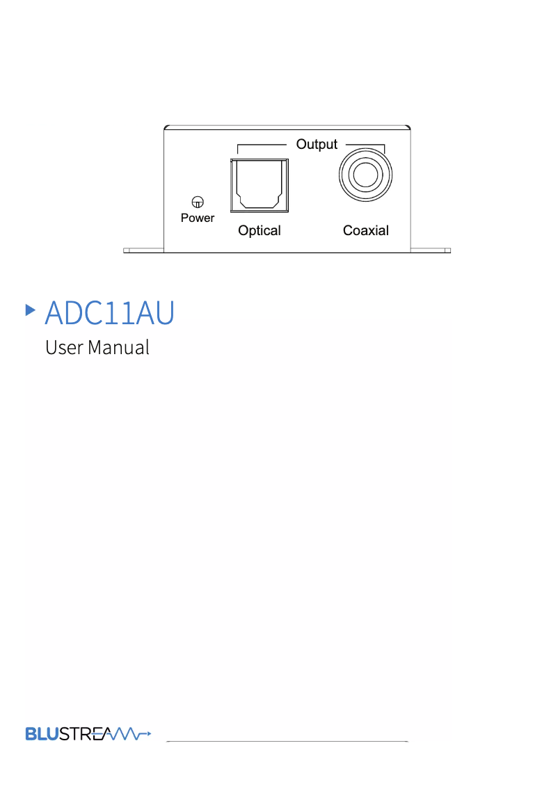 Page n°1 - Manuel utilisateur Blustream ADC11AU