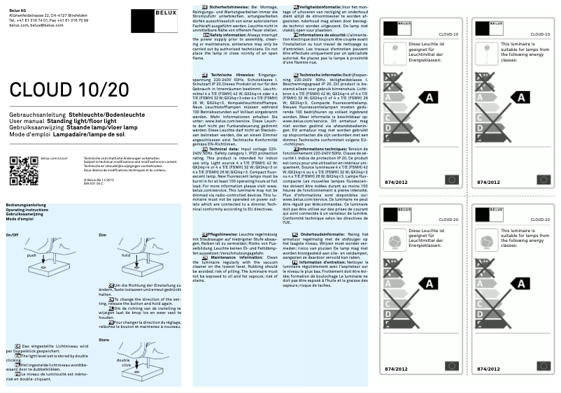Page n°1 - Manuel utilisateur Belux CLOUD 10